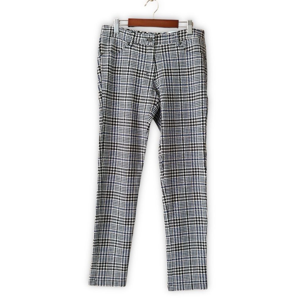 J. McLaughlin Becca Legging Cream Black Navy Aspen Glen Houndstooth NWT Size 4